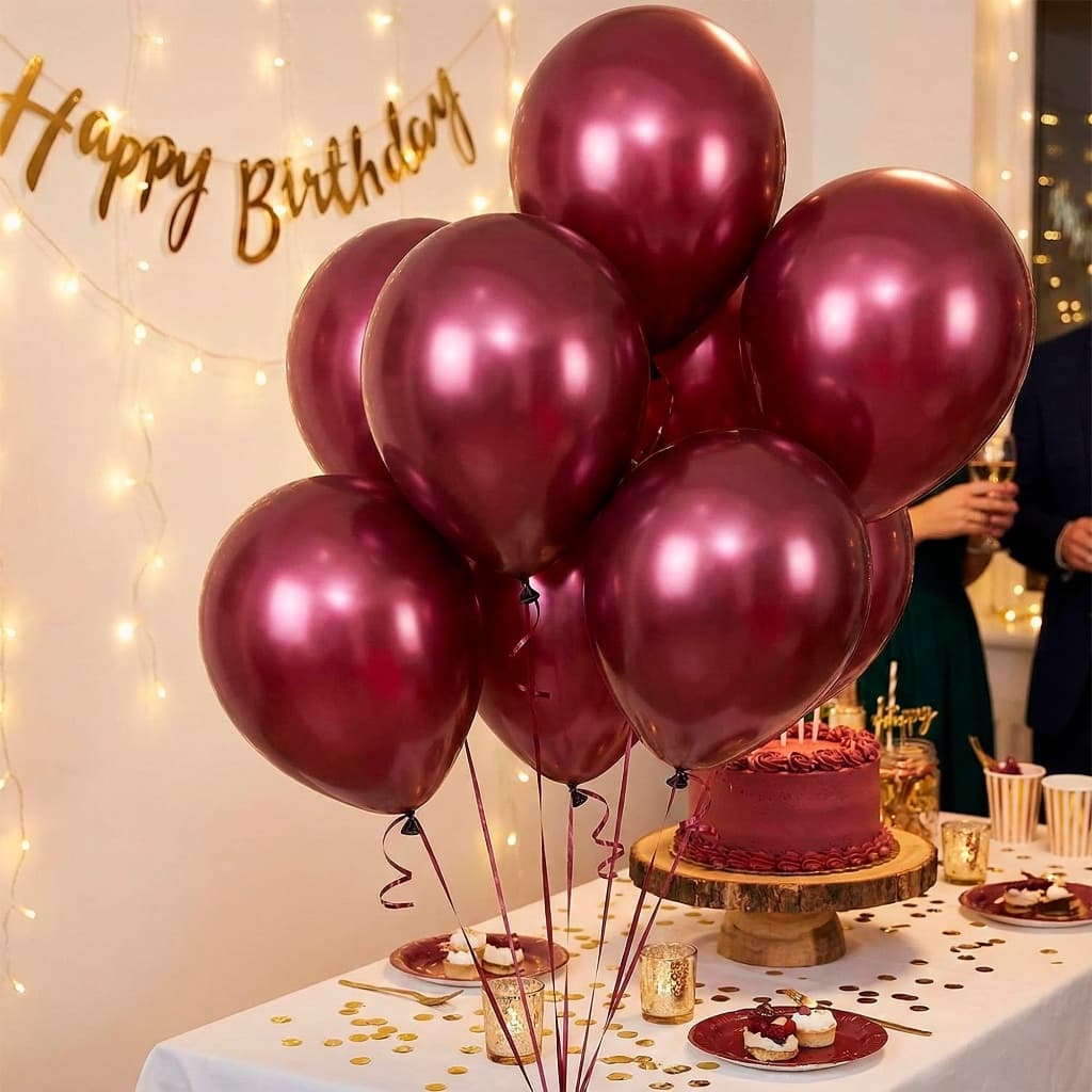 50 Balão Bexigas N9" Decoração Marsala Mais cor e brilho