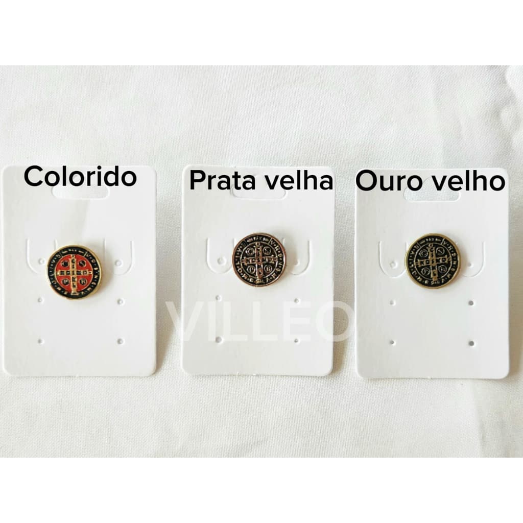 Botton Medalha São Bento — Proteção e Fé | Acessório Religioso | Colorido Prata Ouro