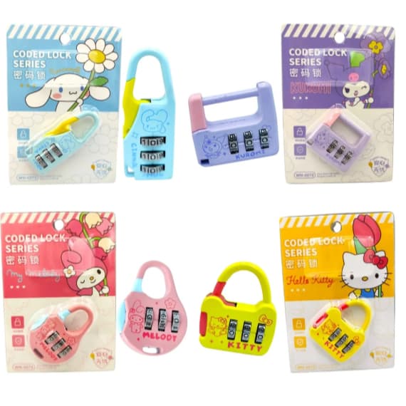 Cadeado com Senha Hello Kitty – Modelos Diversos - para mochilas/academia/armário