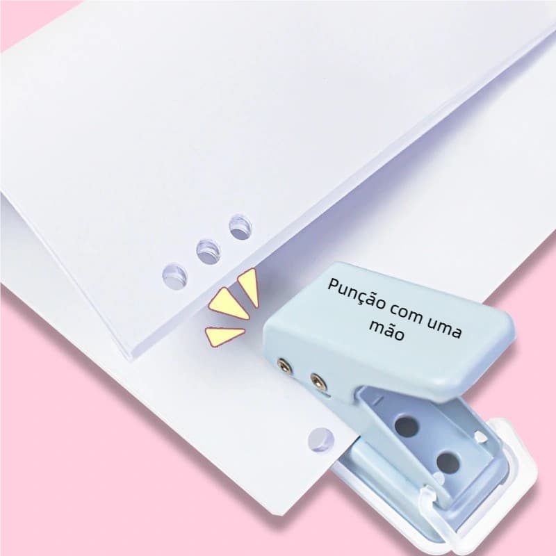 Perfurador de Papel Manual 6mm - Mini Furo Único para DIY! Estudantes e papelaria, faz buracos redondos em folhas soltas