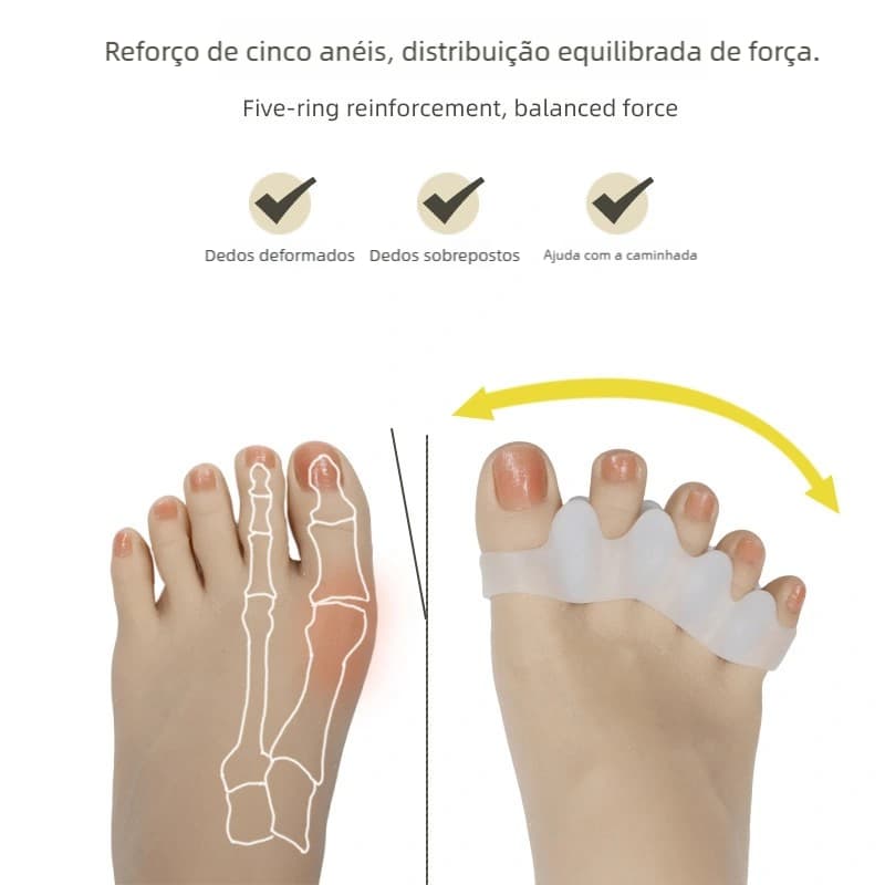 Silicone Separador de Dedos dos Pés - Corretor de Joanete! Para Todos os Dedos, Alívio da Dor