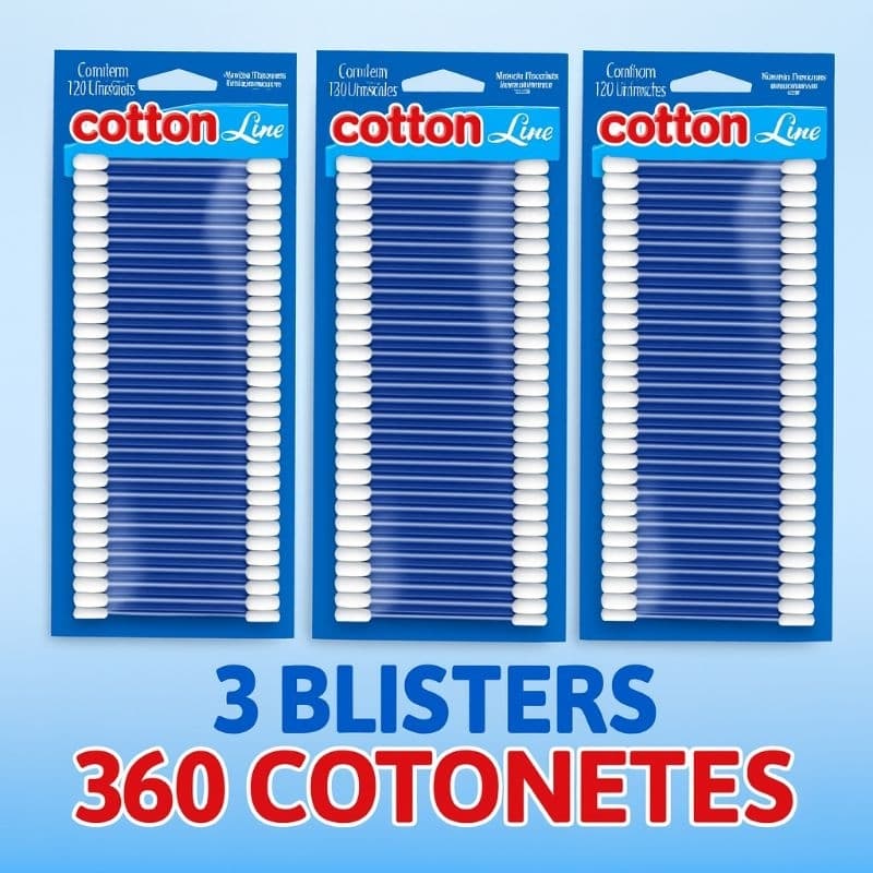 Hastes Flexíveis Cotton Line - Kit 03 Blisters 120 Unid. Cada