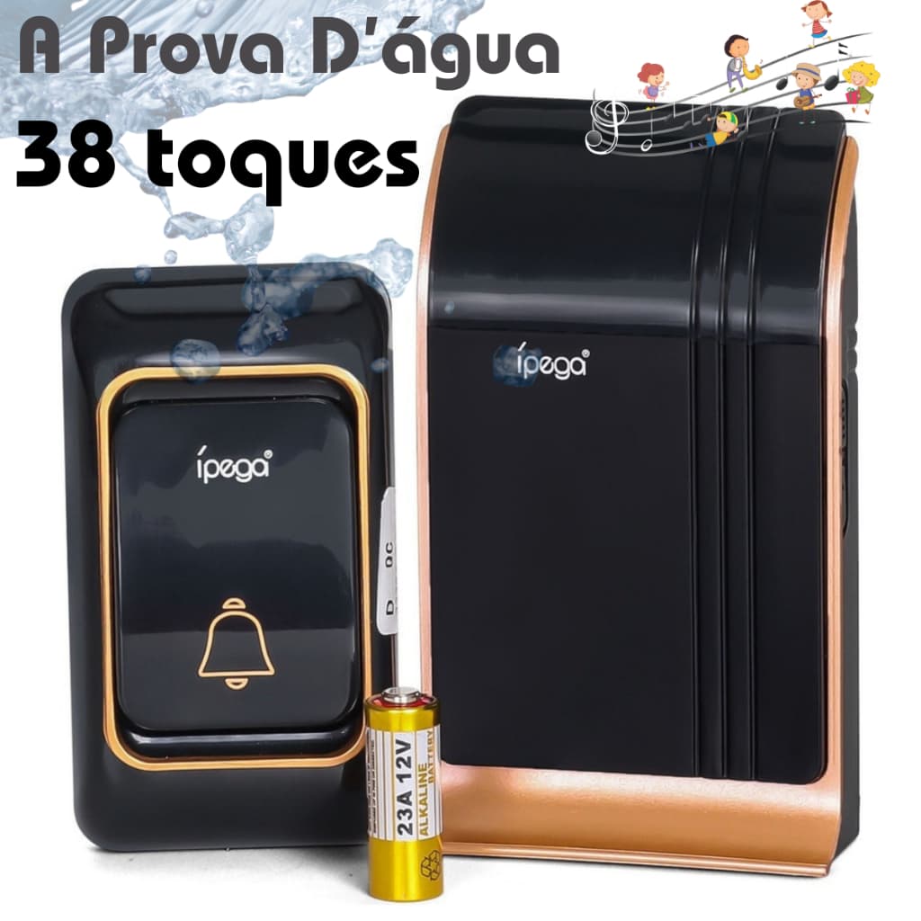Campainha Residencial Sem Fio Longo Alcance 200m Prova Dágua 38 Toques