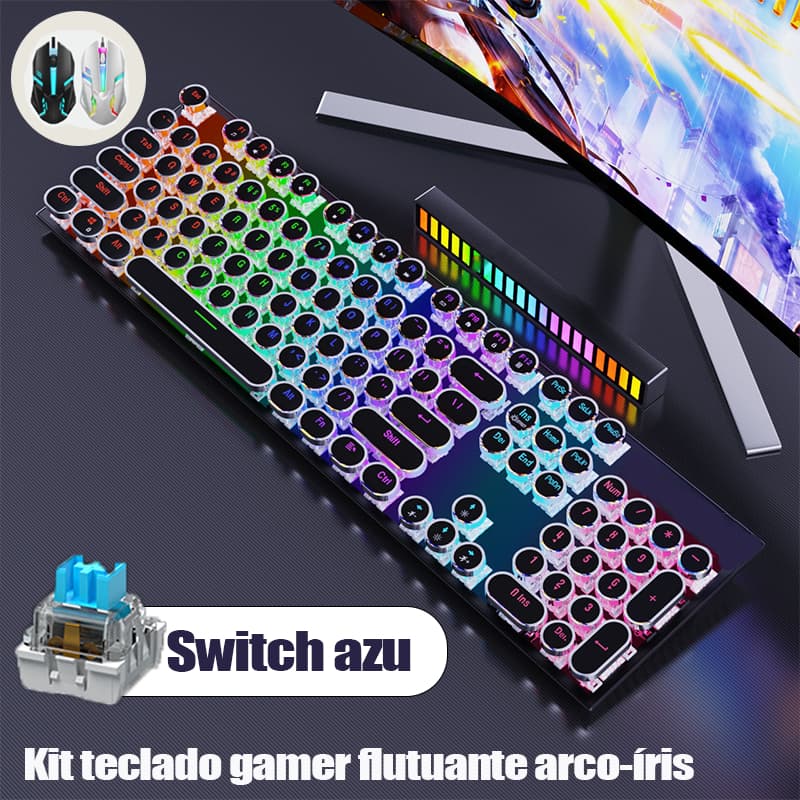 Kit teclado e mouse gamer semi-mecânico com iluminação RGB, layout 100 % ergonômico H7