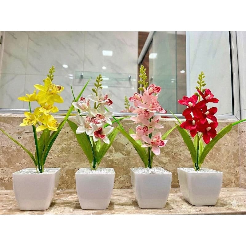 Kit Com 4 Vasos De Flores Artificiais Decorativas