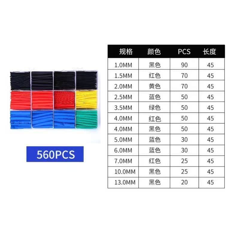 Kit 328/ 560 Peças Tubo Termo Retrátil  Colorido Emendar Isolar Fios Cabos