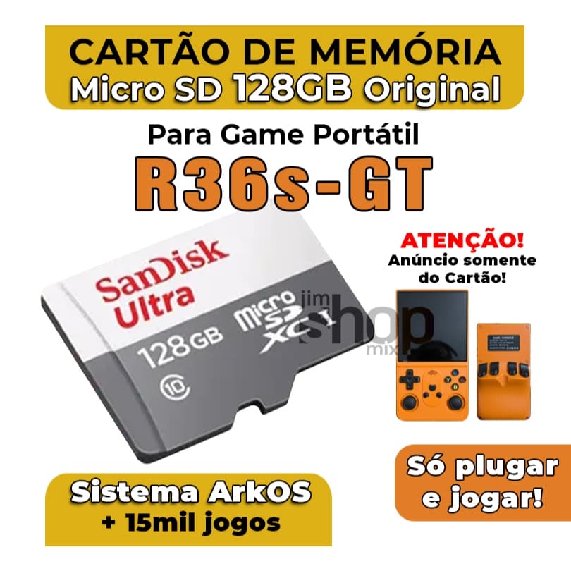 Cartão MicroSD Para R36s-GT +Sistema ArkOS +jogos – Envio Imediato