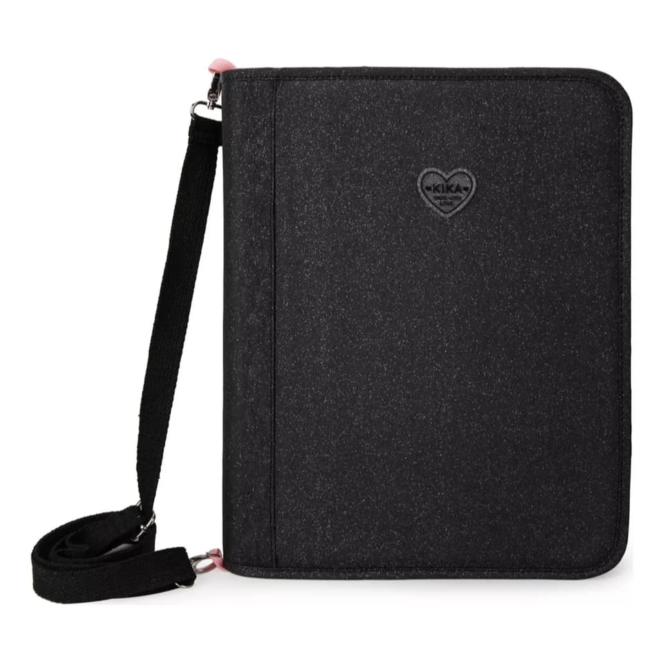 Fichário Escolar Universitário Com Glitter Alça E Zíper