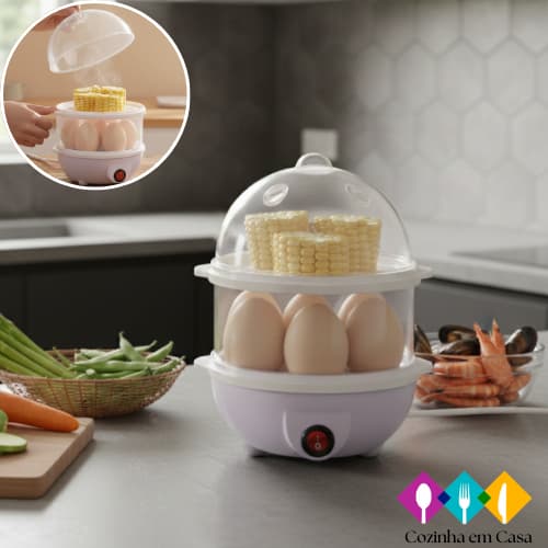 Cozedor de Ovos Elétrico Portátil Cozinha à Vapor 110V Cor Aleatória Uma Camada/Camada Dupla