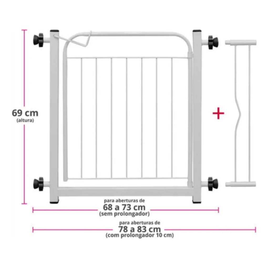 Grade Portão Pets 68 A 73 / 78 A 83 Cm Cachorro Crianças