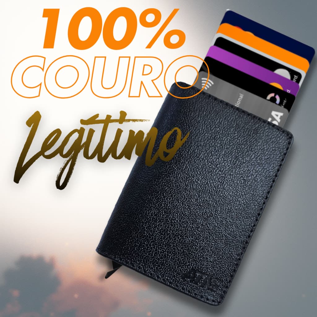 Carteira Masculina Couro Legítimo Porta Cartao Antifurto RFID Minimalista Automatica Vero Luxo ATNI