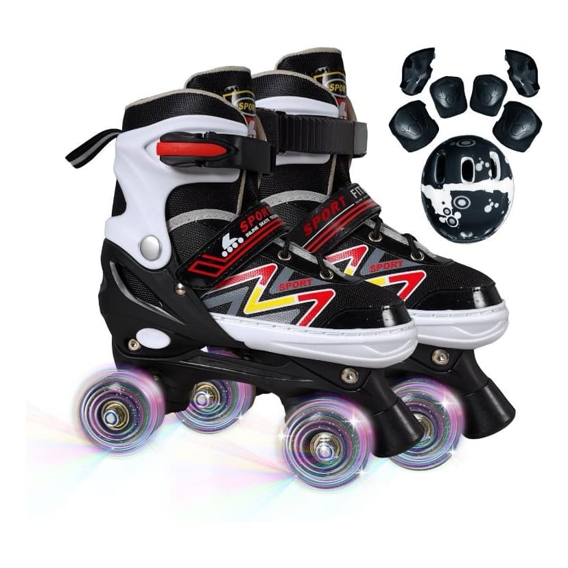 Patins menino infantil 4 rodas com led completo kit de proteção incluso