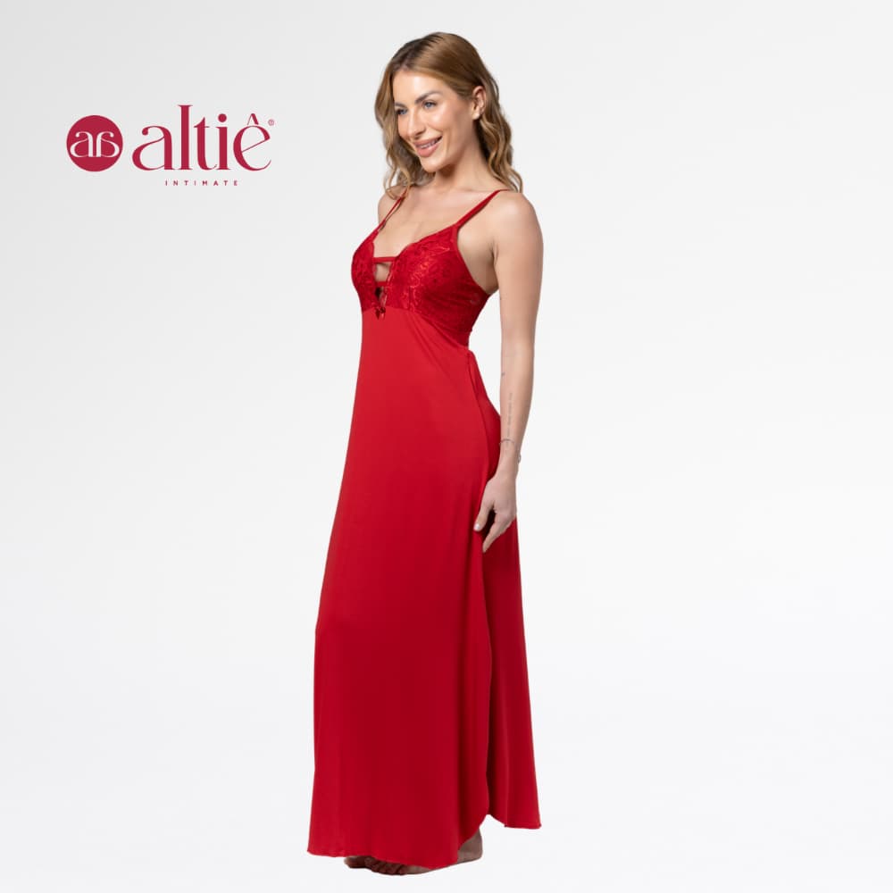 Camisola Renda Sensual Longa Conforto Elegante Feminina