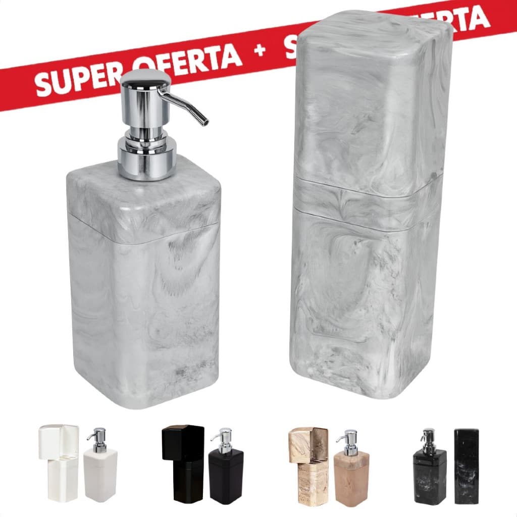 Kit Banheiro Porta Escovas + Porta Shampoo Sabonete Líquido Resistente