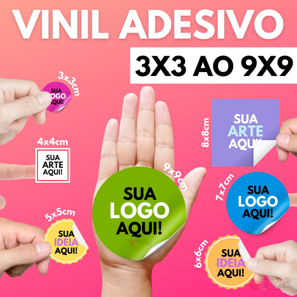 25 a 150 Etiquetas Adesivas Personalizadas Em Rótulo Vinil Branco 3x3 4x4 5x5 6x6 ou 7x7 Cm