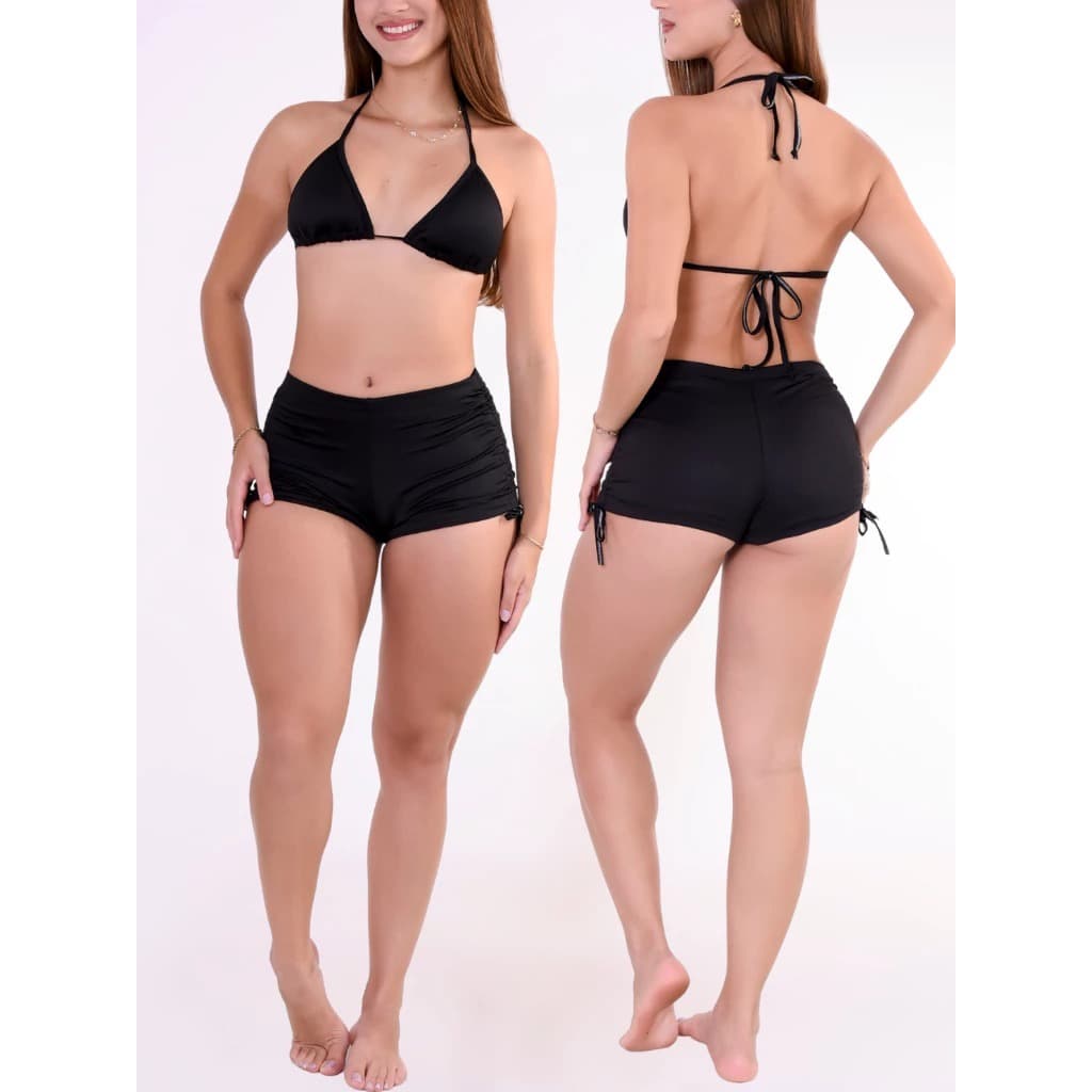Biquíni Feminino Cintura Alta com Shortinho e Top Cortininha Moda Praia o Picina