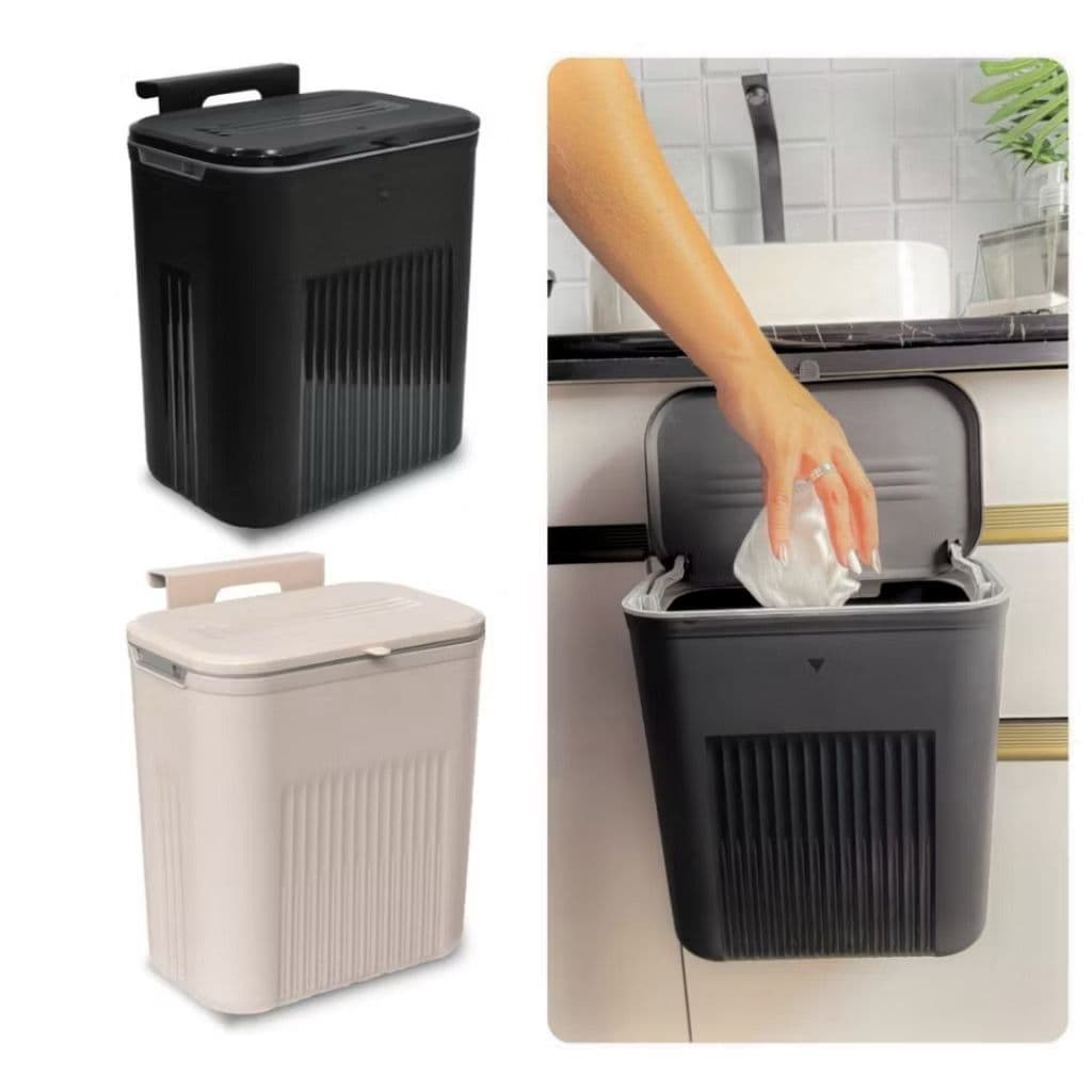 Lixeira Suspensa Cesto de Lixo 09 Litros  SEM FURAR Rose Preta Banheiro Cozinha Escritório Quarto