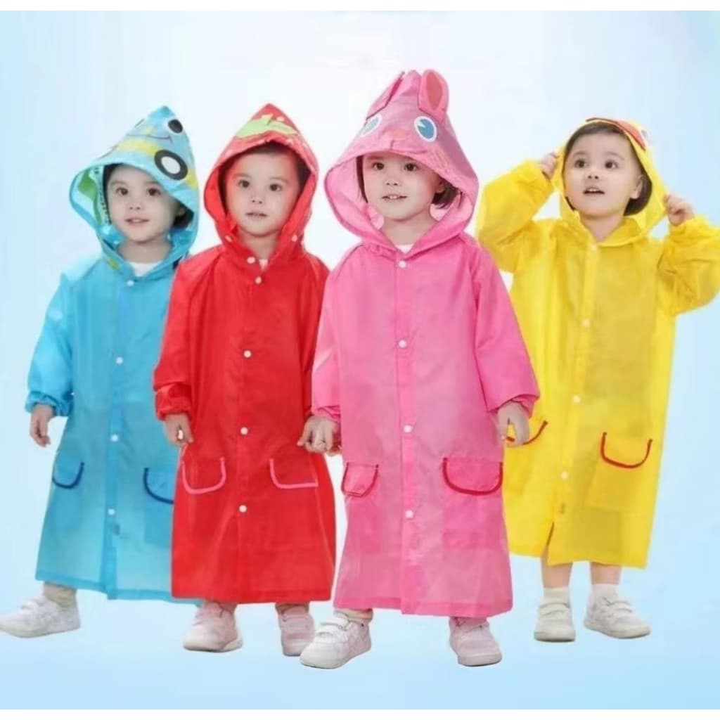 Capa De Chuva Infantil Com Desenhos Fofos com capuz Resistente Impermeável