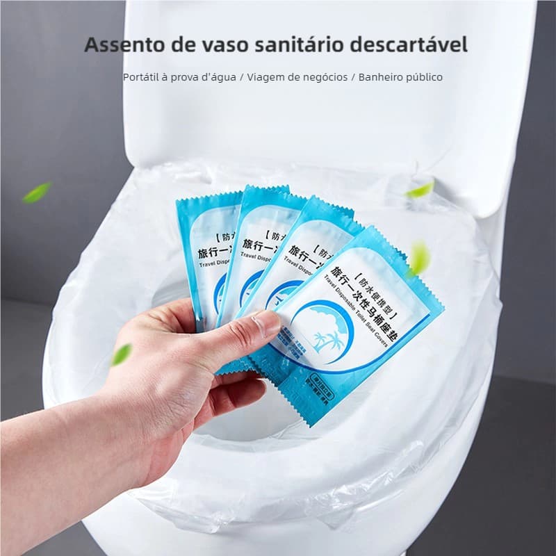 Kit 50 Protetores de Assento Sanitário - Descartável Plástico Banheiro Público/Privado
