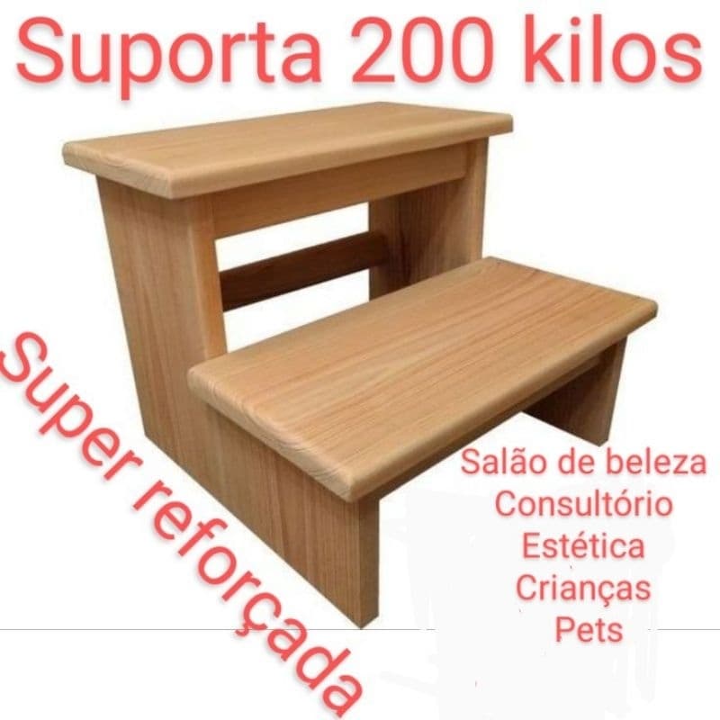 degrau auxiliar escadinha de consultório estética  assistente de maca crianças e pets manicure degrau de madeira