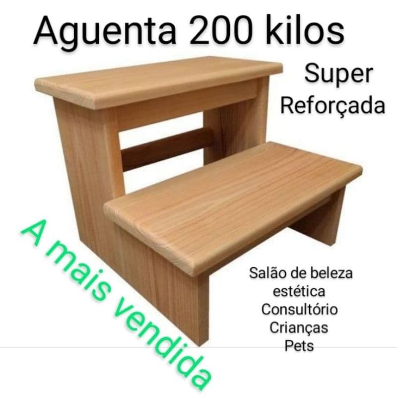 escadinha degrau para consultório assistente de maca crianças pets manicure degrau de  madeira pinus