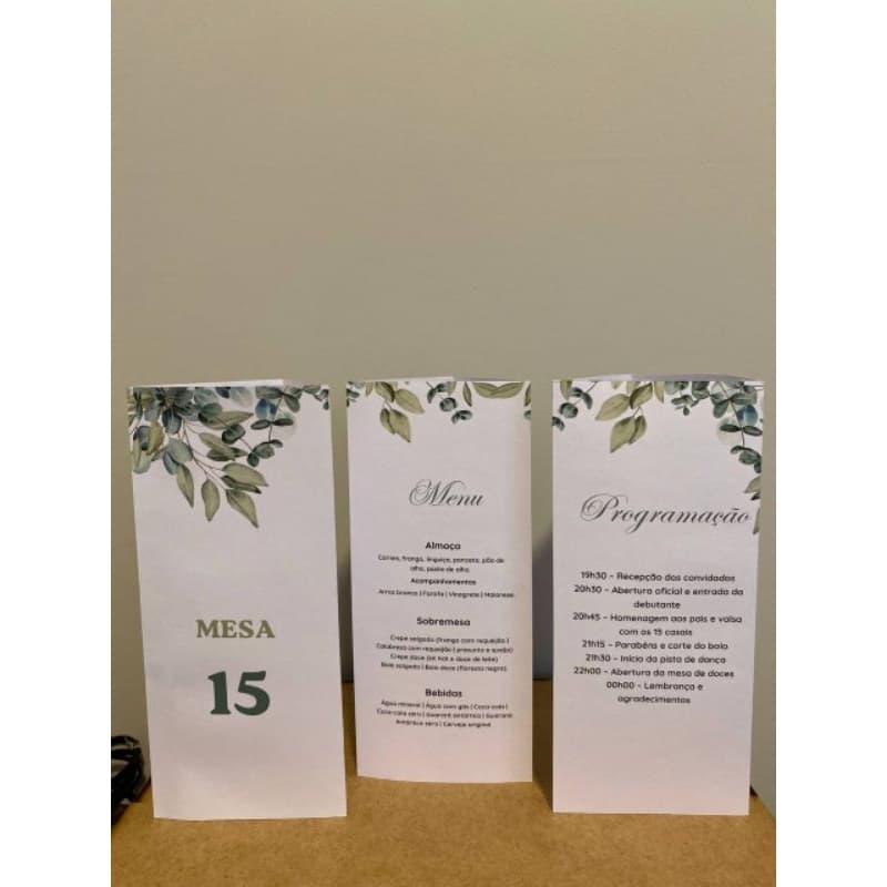 Menu Triangular com Número de Mesa Personalizado para Casamento Festas Aniversários Eventos