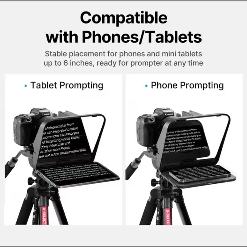 Teleprompter Ulanzi Portatil com Controle Remoto Adaptadores 58 67 72 77 82mm Compatibilidade Celular Camera e Tablet