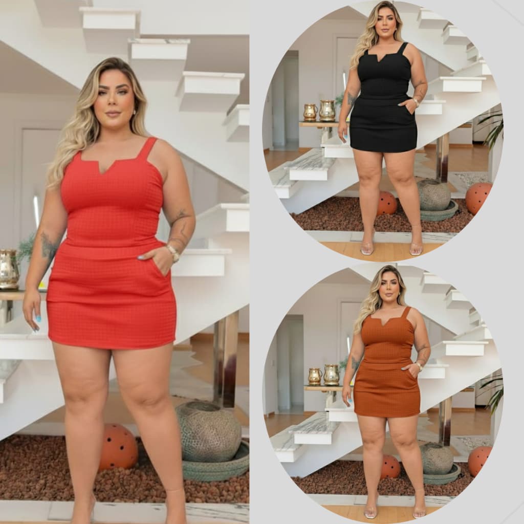 Conjunto Plus Size Cropped Short Saia Feminino