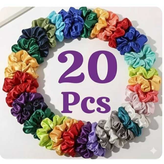Kit Tem 20 Xuxinha De Cetim Scrunchie Macia Gende Cores VIBRANTES Mimo/Festas
