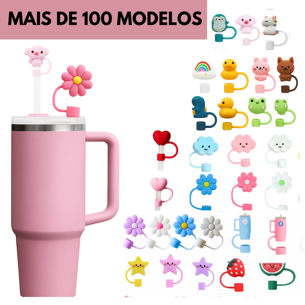 Tampa Protetora de Silicone 10mm para Canudo – Compatível com Copos Térmicos 1200ml