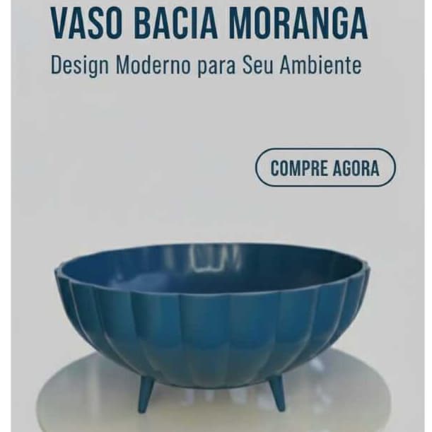 Vaso para planta bacia M ondulada estilo fibra de vidro com pé 17x34