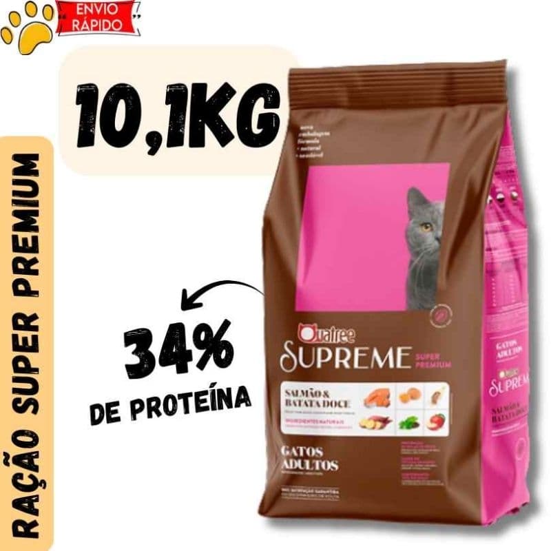 Ração Gato Adulto Quatree Supreme Salmão e Batata Doce 10,1kg Super Premium