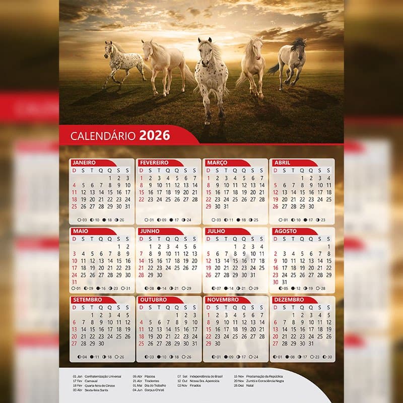 Calendário 2026 - Cavalos