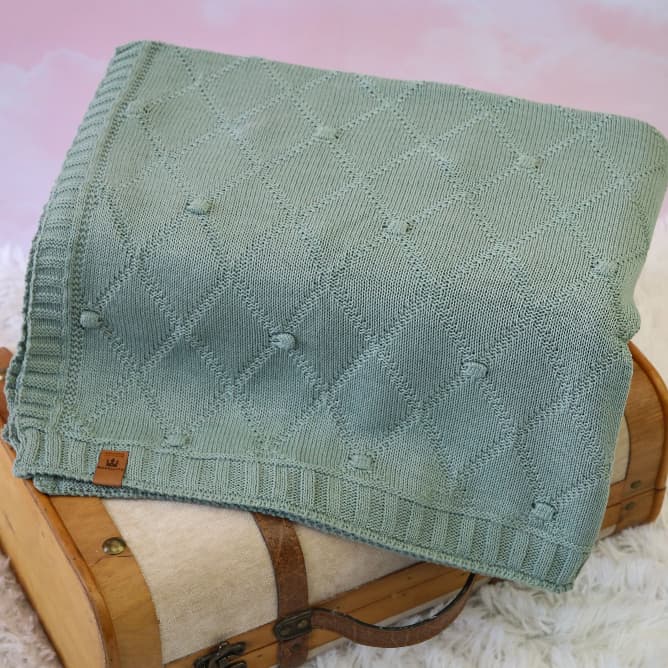 Cobertor de Bebê Tricô Manta Saída Maternidade Quentinha Pipoquinha Unissex