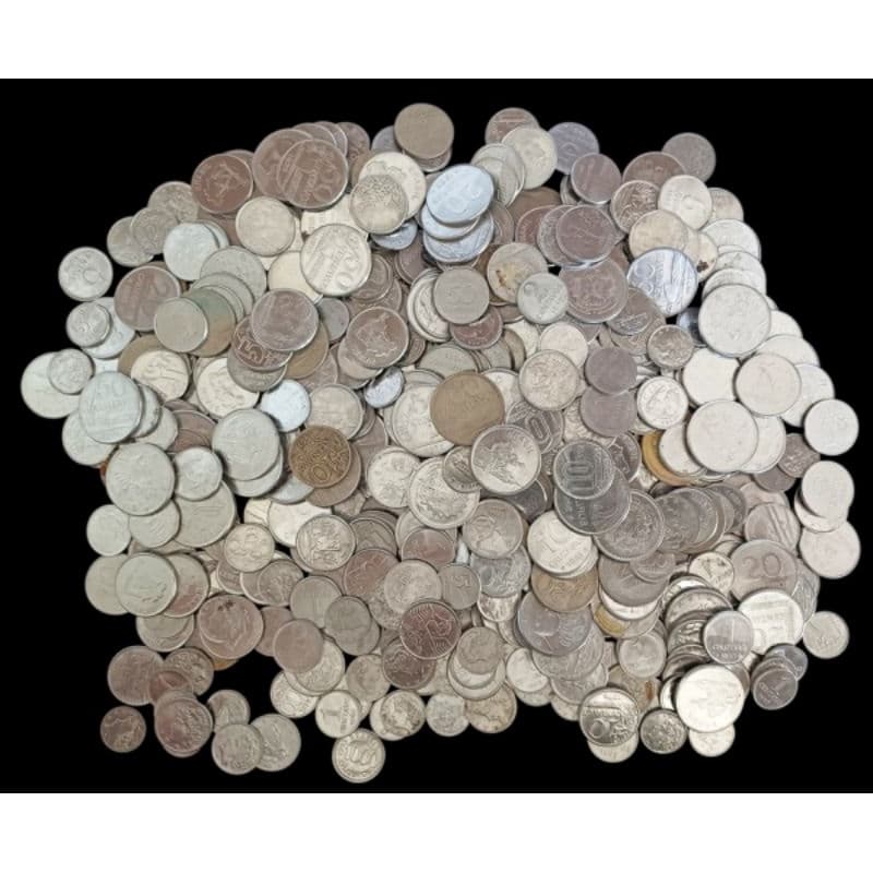 Lote de moedas antigas nacionais de aço inox. 1, 2 e 3kg