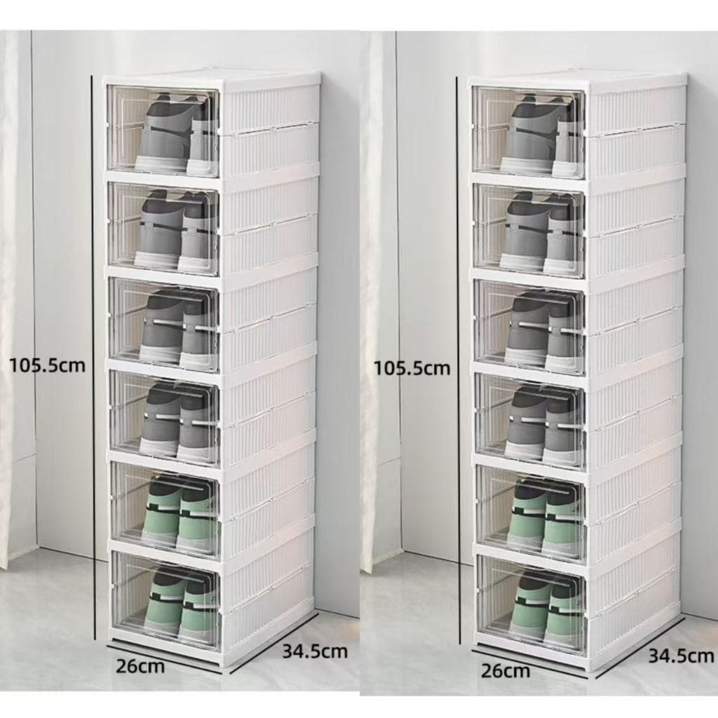 KIT  Caixa De Sapato Dobrável Armazenamento Transparentes Sapateira Empilhável Prova De Poeira