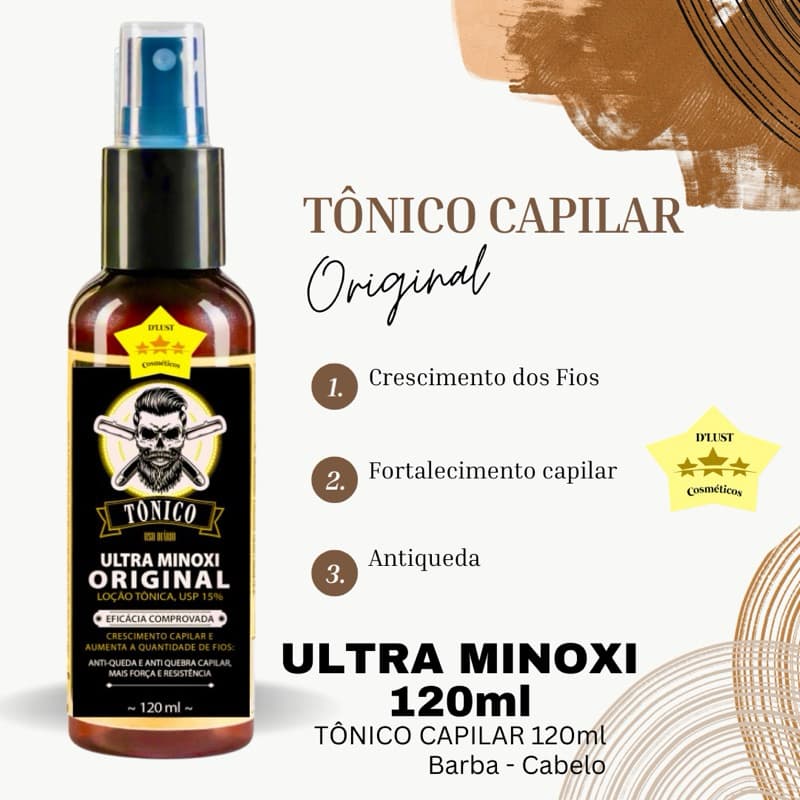 Tonico Ultra para Cabelo e Barba 120ml Spray Fácil aplicação D'Lust Cosméticos