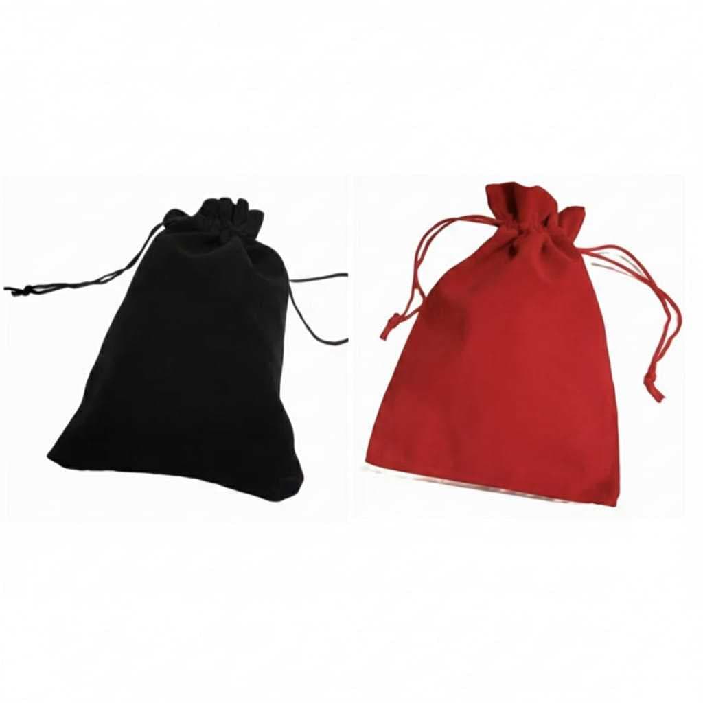 Saquinhos De Veludo Premium Tamanho  10x12-CM P/ Joias Bijuterias e Presentes Cor Preto e Vermelho