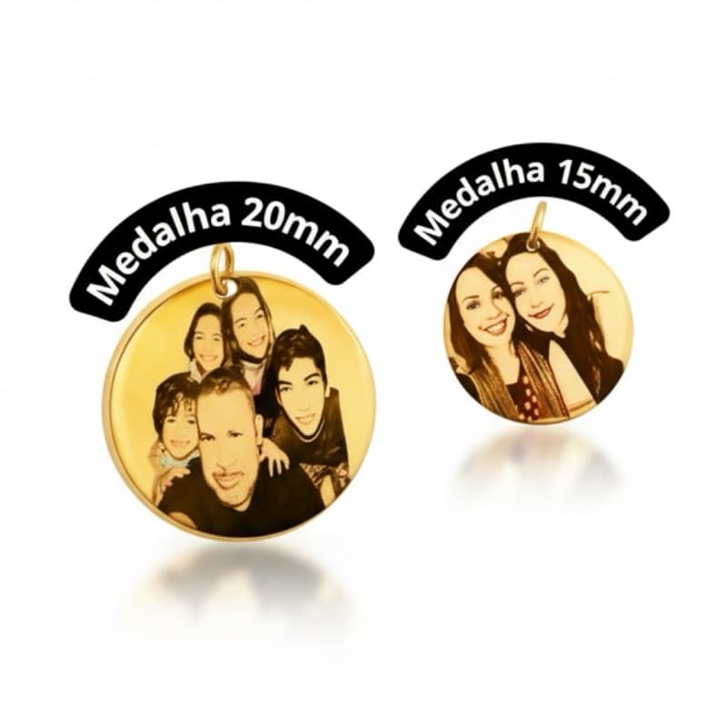 Pingente medalha foTo feminino personalizada a laser foto gravação banhado à prata925 ou ouro18k- ALTA DURABILIDADE