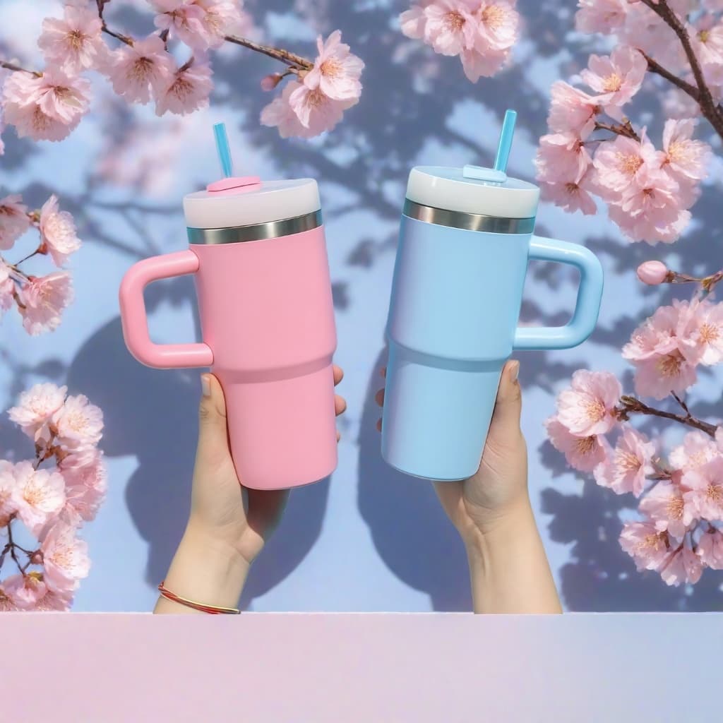 Copo Termico Isolado A Vácuo 14oz 420ml Garrafa Inoxidável Com Alça Portátil