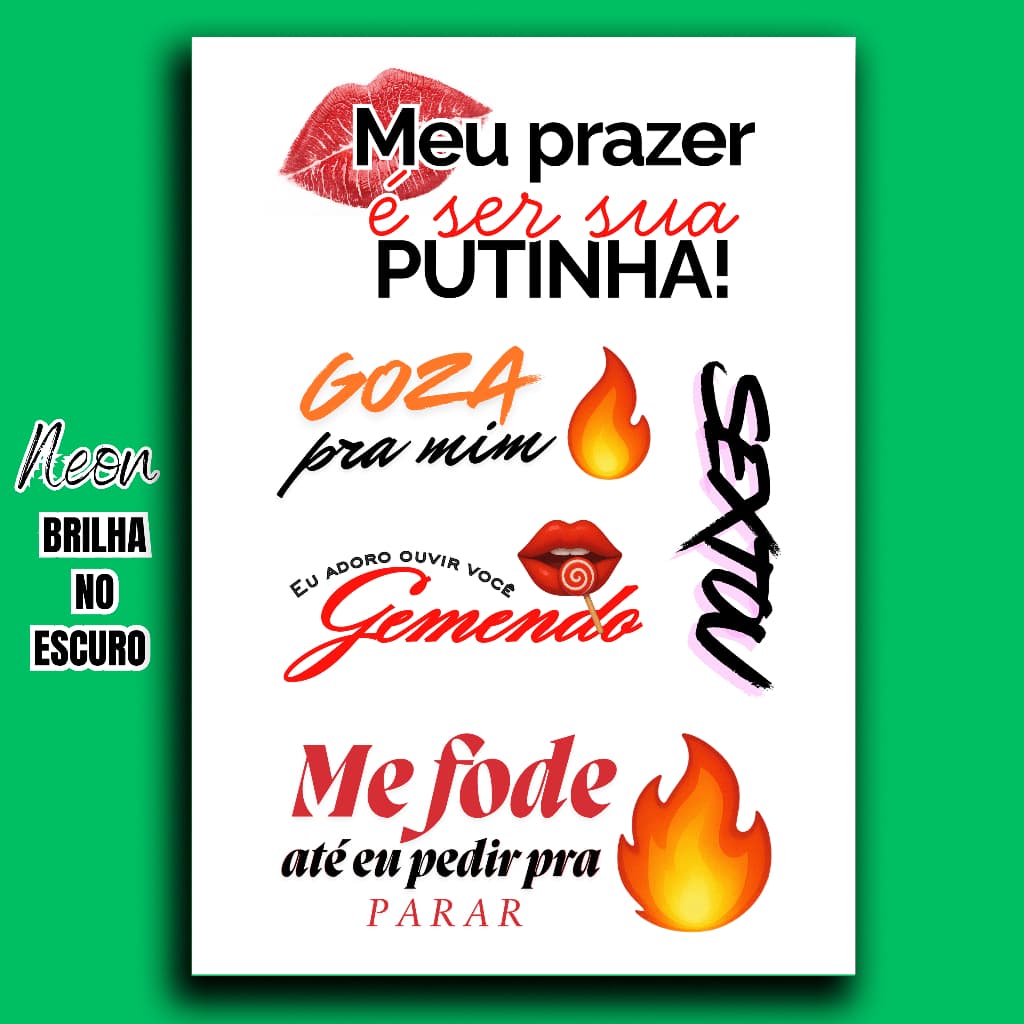 5 Tatuagens Temporárias Brilha No Escuro Neon Íntima Depilação Sedução