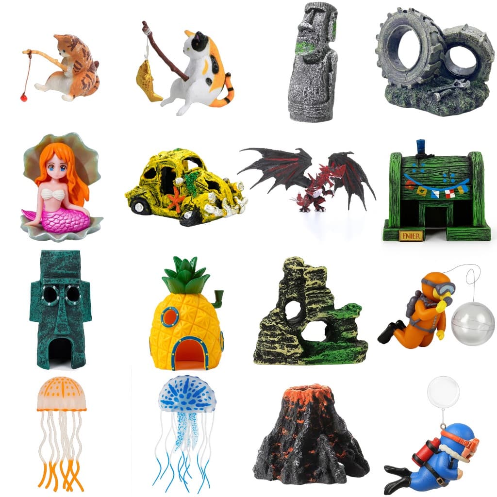 Enfeite de Aquário Decoração Toca de Peixe Resina Realista Ornamento Subaquático Seguro para Água Doce e Salgada