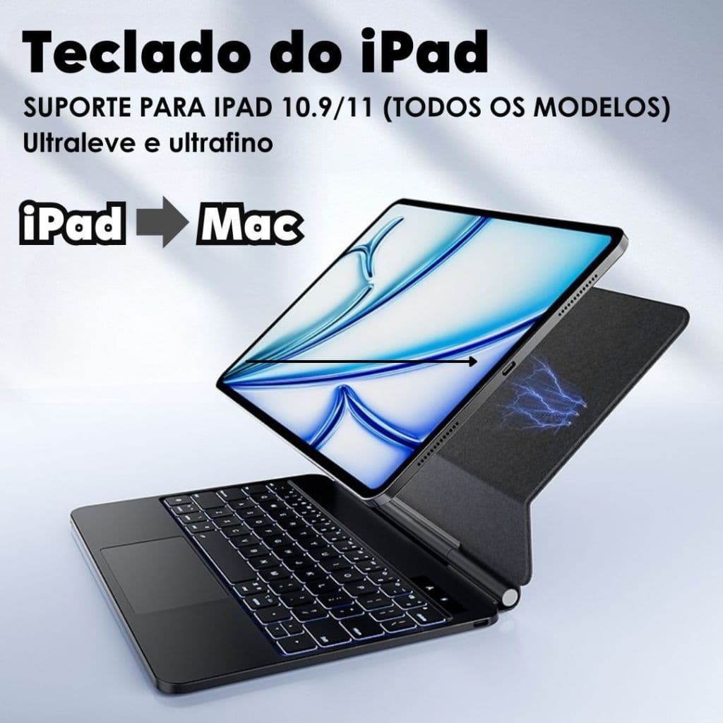 Teclado Mágico para ipad Pro 11 10.9 Air 4 5 Air6 2025 12 th Gen Mini6 Caso Teclado Bluetooth Sem Fio