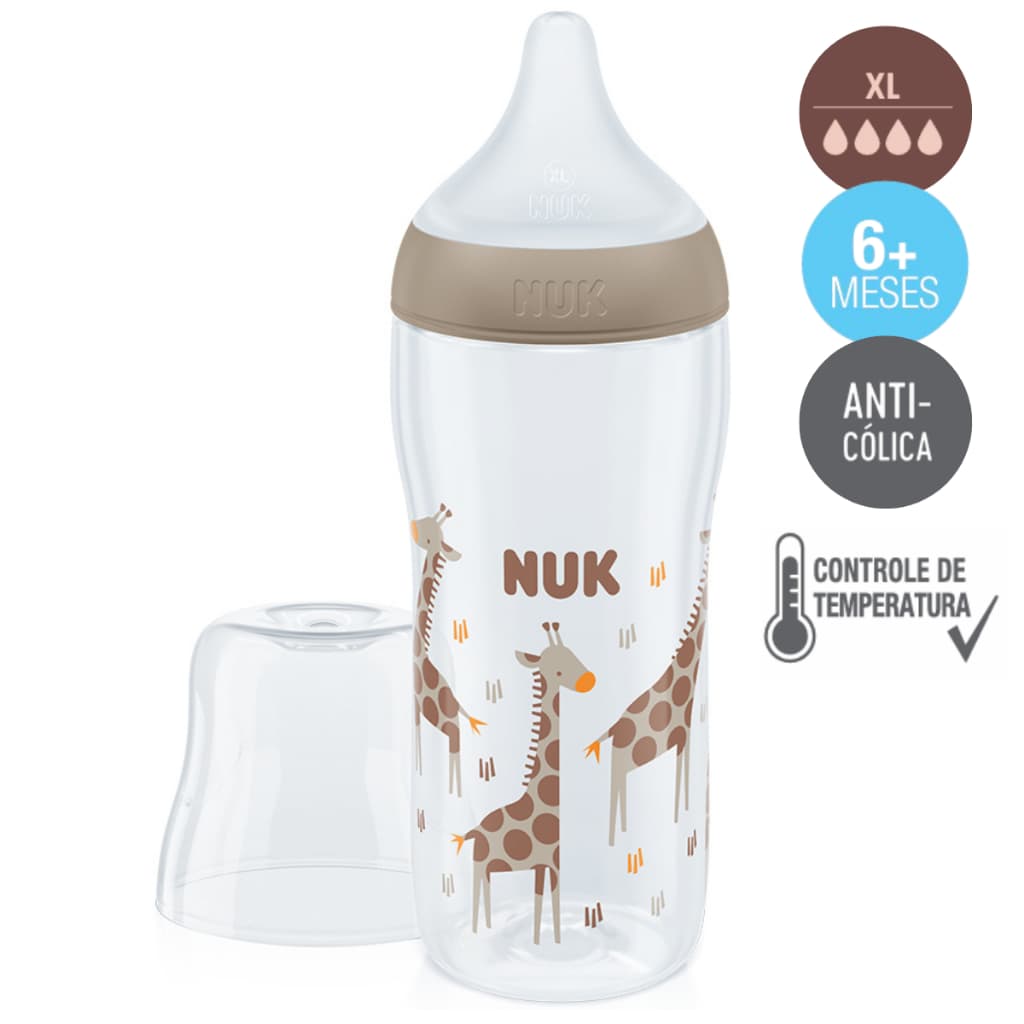Mamadeira Nuk Anticolica Perfect Match 360mL Controle Temperatura Bico Macio +6m Fluxo Variável