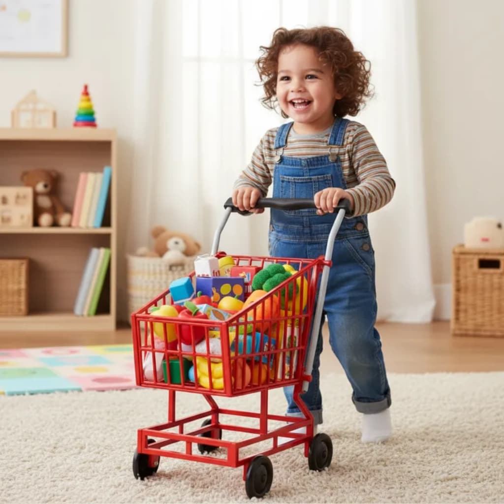 Carrinho Supermercado Vermelho Brinquedo Infantil Menina da Lua de Cristal
