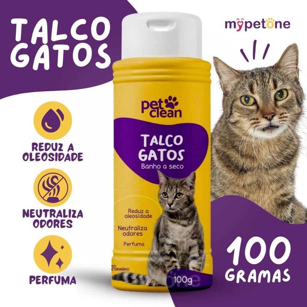 Talco Para Gatos Banho a Seco Pet Clean - 100g
