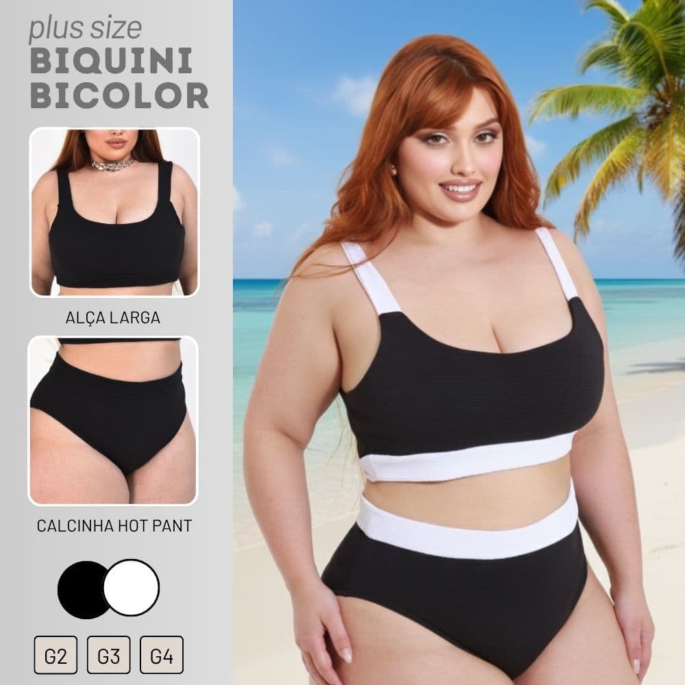 Biquini Plus Size Feminino Moda Praia Preto Coloridos Confortável Piscina Hot Pant até G4