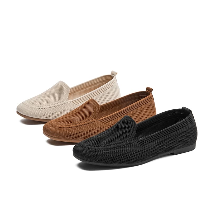 Mocassins femininos de malha, macios e confortáveis, com design ortopédico