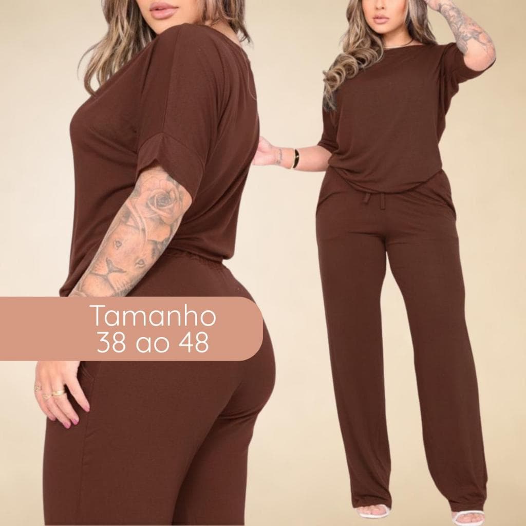 Conjunto Feminino Viscolycra Calça e Blusa Elastano Linha ORIGINAL