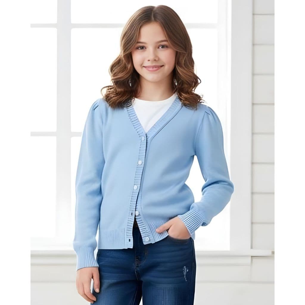 Casaquinho Infantil Feminino Botão Tricot Menina Quente Roupa Moda Outono/Inverno